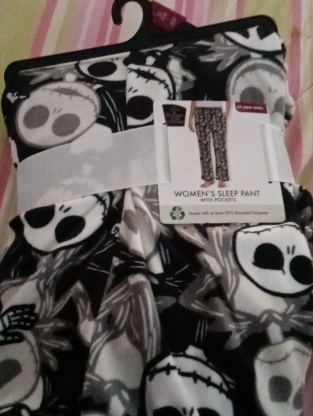 Women's Sleep Pants — Black & White Skull Pattern